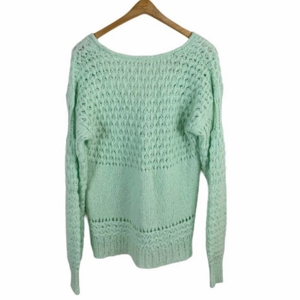 FREE PEOPLE Crashing Waves Loose Knit Mint Green Sweater NWT - Picture 10 of 13